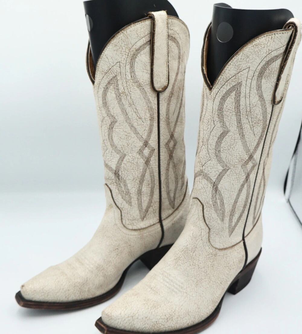Idyllwind Women's White Distressed Leather Western Cowboy Boots Toe Size 7.5